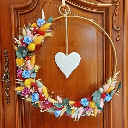 Couronne en fleur séchées coeur